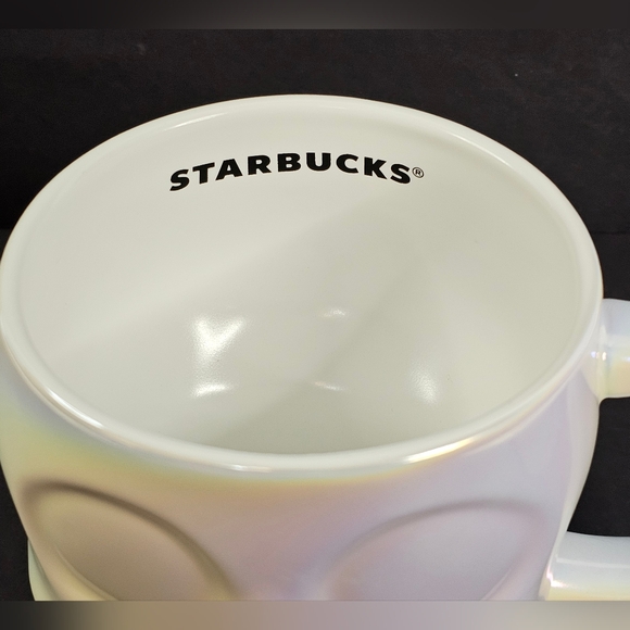 Starbucks Iridescent Luster Skull Mug Coffee Cup 2024 Halloween Fall White New - Picture 2 of 6